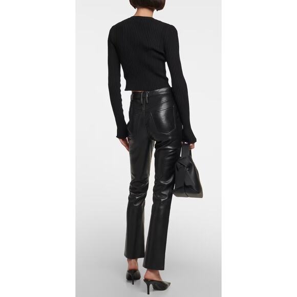 Frame Le High 'n' Tight Stretch-leather Straight-leg Pants - Picture 7 of 11